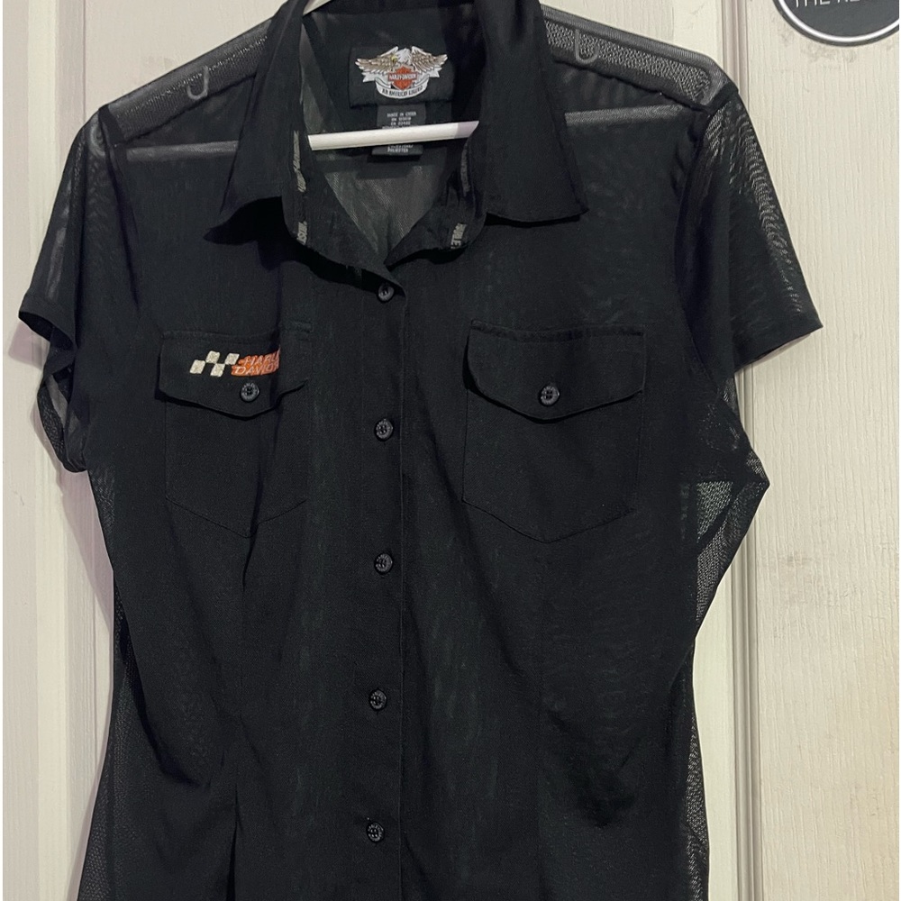Harley-Davidson sheer button up top size xl